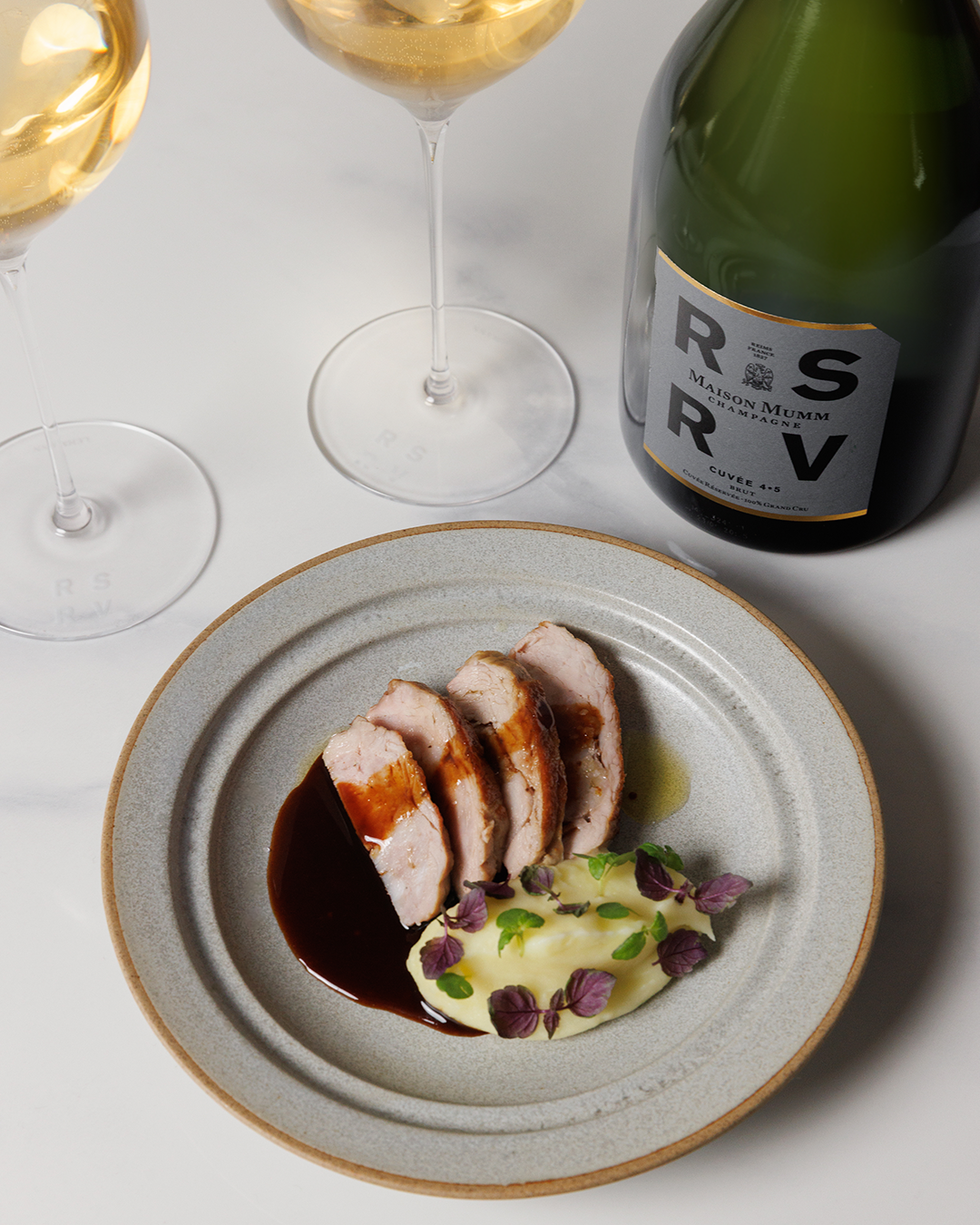 Roasted poultry with celeriac purée & lemon thyme jus